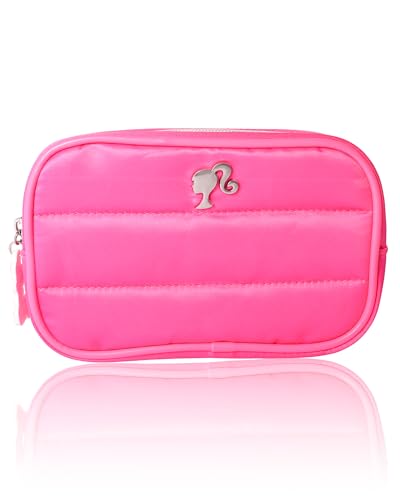SALLY ROSE Barbie Pink Makeup Bag Official License, Quilted Camera Bag-Shape Pink Cosmetic Bag for Travel and Home, Cute Makeup Bags