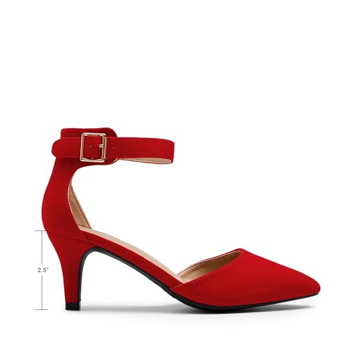 Image of DREAM PAIRS Women's Kitten Heels Ankle Strap Pumps
