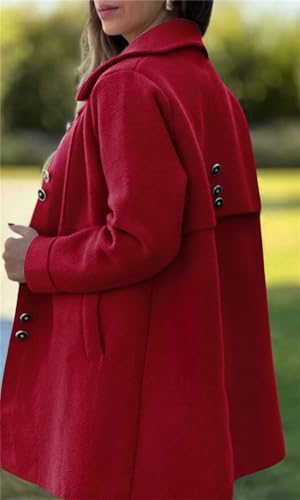 chouyatou Women's Winter Casual Lapel Collared Single Breasted Wool Pea Coat Elegant Wool Blend Overcoat2