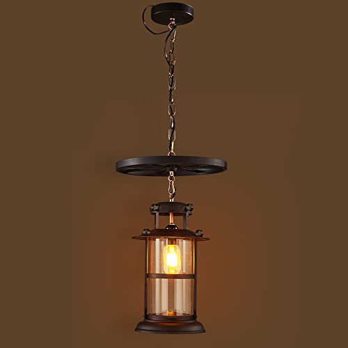 Lampe suspendue vintage plafonnier industriel roue en fer lustre bistrot salon