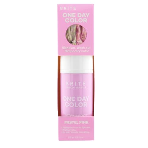 Brite One-Day Hair Color Mousse | Pastel Pink | Perfect For Lighter Hair with Mess-Free Application | Temporary Hair Color Dye (Pastel Pink, 3.38 Fl Oz)