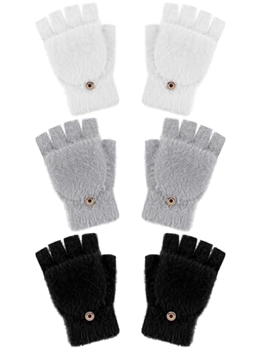 Guantes de invierno de medio dedo Geyoga con solapa para escribir y proteger del frío