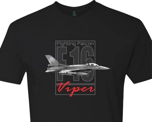 The F16 military jet t-shirt (XL) black. Design inspired by the iconic F-16 Fighting Falcon, a multi-role fighter aircraft widely used by various air forces worldwide. Viper2