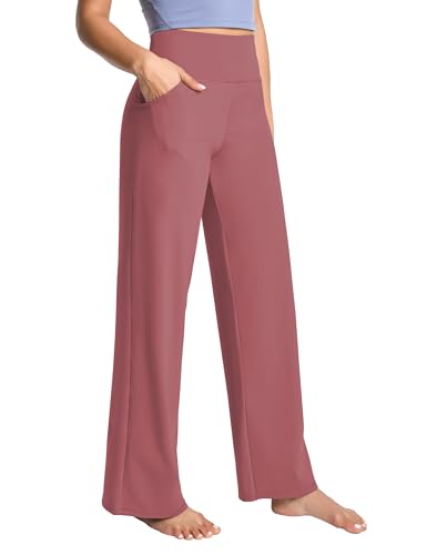 Image of BUBBLELIME Women High Waist Wide Legs Yoga Pants Loose Sweatpants Pockets | 29 inch /31 inch /33 inch /35 inch /37 inchInseam,2 Styles / Dress /Basic,Lounge,Comfy,Stretch Casual Work