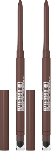 MAYBELLINE New York Tattoo Liner, Lápiz de ojos efecto tatuaje waterproof, Color Grey Brown, 1 Unidad (Paquete de 2)