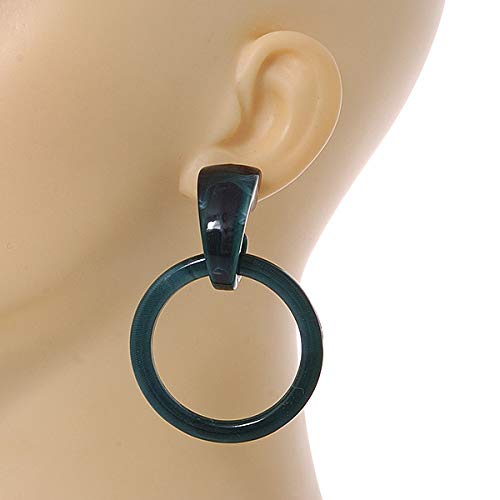Pendientes de aro de acrílico verde oscuro y negro de 65 mm 7
