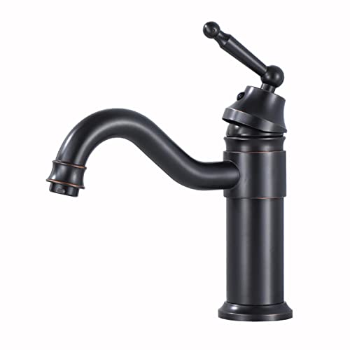 Robinet de salle de bain noir antique à haute rotation en design rétro