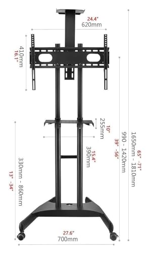 Soporte de TV móvil ajustable con ruedas y estantes miniatura 2