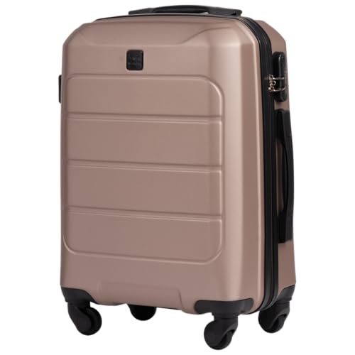 Wings Koffer Hartschale Sekt | 55 x 38 x 20 cm Groß Reisekoffer & Trolleys | Ultraleicht Rollkoffer mit Rollen | Koffer Trolley Handgepäck | Hartschalenkoffer Mit Schloss | für Flugzeug