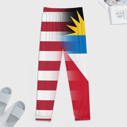 U.S.A. Antiguan And Barbuda Flag Breathable Mens Pajama Pants Lounge Sleep PJ Bottoms Sleepwear Jogger3