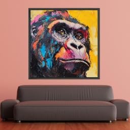 Décoration intérieure moderne avec tableau gorille multicolore 65x65 - 4
