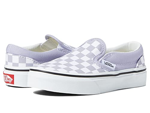 Vans Kid Classic Slip On, (Checkerboard) Languid Lavender/True White, Size 11.5 Little Kid（Amazon）