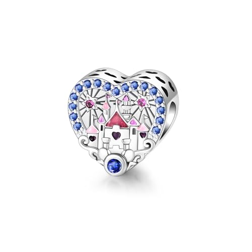 Alstade Castle with Firework Charm 925 Sterling Silver Charms fits Bracelets and Necklace Pendant Bead Charms Jewelry Present for Women Family Friends