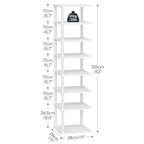 HOOBRO Vertikales Schuhregal, 8-lagiges Schuhregal, schmales Schuhablage, Schuhschrank, Schuhständer, Verdrehstruktur, für Eingang, Flur… – Ansicht 3