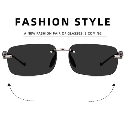 Image of IFLASH MC STAN Metal Plated Temple Vintage Rimless Sunglasses Retro Luxury Frameless Shades Rectangle Colored Lens Sun Glasses