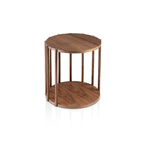 AC ANGEL CERDÁ Table d'angle en Bois plaqué Noyer, Marron, Ø45 x 47 Cover