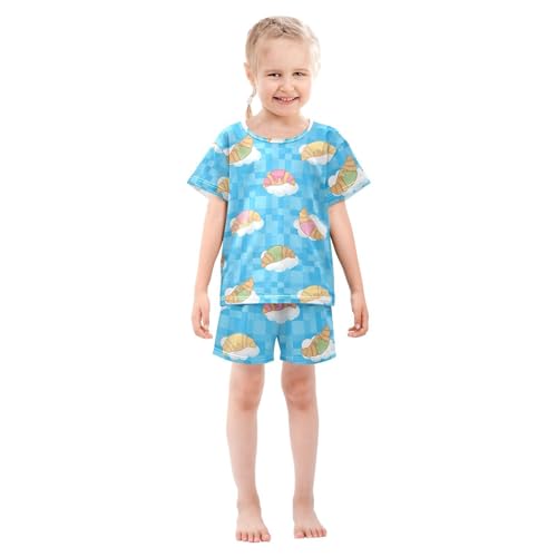 Pajama Short Sets Croissant on Cloud Soft Cotton Summer Sleepwear 2 Piece PJS Size 5-14T4