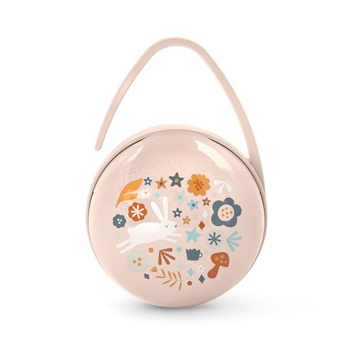 Suavinex, Portachupete para Bebé, Para Llevar 2 Chupetes de Forma Independiente, con Asita para Colgar del Bolso, Carro o Cuna, Caja Portachupetes, Funda Para Chupetes, Estuche, Wonderland Rosa
