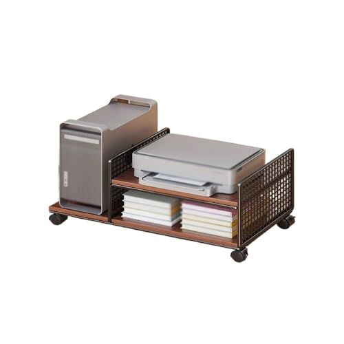 Soporte para torre de computadora soporte para CPU estante para impresora con ruedas bloqueables para escritorio móvil cart multifuncional rack de almacenamiento rodante escritorio (Marrón) miniatura 1