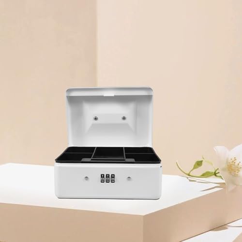 Coffre-fort métallique petit format blanc à combinaison pour argent et documents - 5