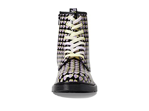 Image of Dr. Martens 1460 Lace Up Fashion Boot (Big Kid) Heart Overlay Patent Lamper 5 UK (US 6 Big Kid) M