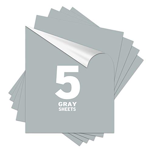 Gray Heat Transfer Vinyl 12x10inch 5 Sheets Pack-Iron On Vinyl HTV on t-Shirt Bundle Assorted Pack Iron on HTV Vinyl for Silhouette Cameo, Cricut or Heat Press
