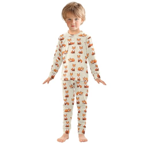 Toddler Boys Girls Cute Foxes Beige Long Sleeve Tee and Pant 2-piece Set Clothes Fall 18M3