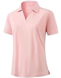 Santiny Women'S Golf Shirt Collared V-Neck Casual Work Tennis Tops Upf50+ Collared Polo Shirts For Women (Light Pink_M)