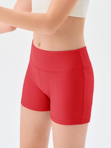 Image of Haloumoning Girls Athletic Shorts Kids High Waisted Yoga Dance Biker Shorts Comfy Gymnastics Shorts 5-14Y