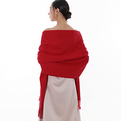 image for RIIQIICHY Winter Scarf for Women Red Pashmina Shawls Wraps for Evening