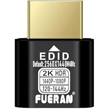 1440P 144Hz HDR HDMI Dummy Plug 2560X1440P@120-144Hz High-Resolution Virtual Display Emulator for PC, VR Headsets & Cryptocurrency Mining EDID Headless Ghost Display Adapter