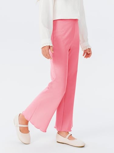 Image of Haloumoning Girls Pants Kids Ribbed Flare Pants High Waist Bell Bottoms 4-12 Years
