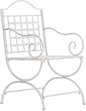 CLP Gartenstuhl Metall Lotta, handgefertigt im Jugendstil, mit Armlehnen und Querstreben, Eisen antik, robuster Stuhl für Terrasse und Garten, Farbe:antik weiß