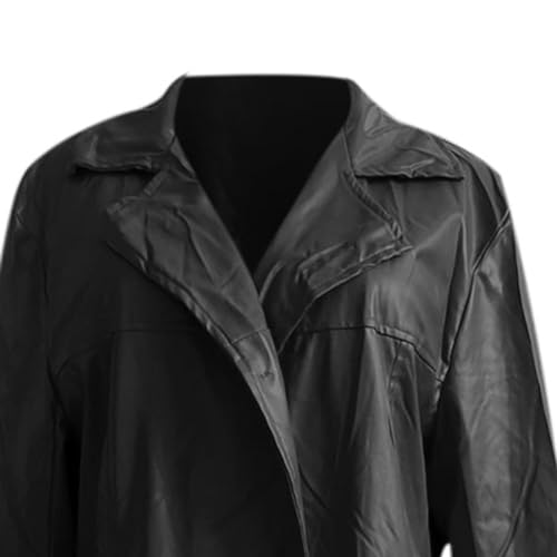 Mens Retro Black Leather Jacket Long Steampunk Trench Coat German Faux Leather Coat Military Officer Uniform Overcoat4