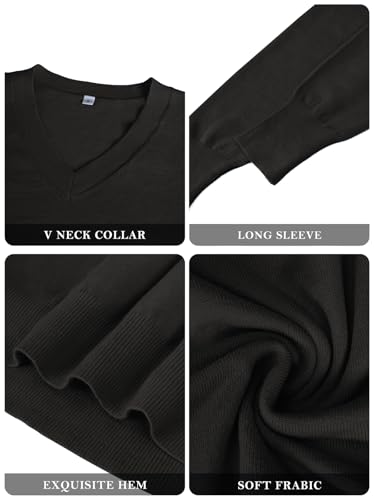 Women's Fall Sweaters 2025 Casual Long Sleeve Pullover V Neck Lightweight Sweatshirts Cute Blouse Tops4