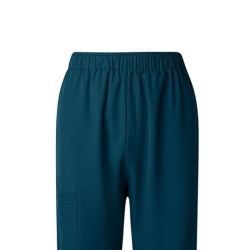 Image of Ruziyoog Womens Scrub Pants Work Uniform Straight Leg Medical Trousers Elastic Waist Nurse Cargo Pants with Pockets