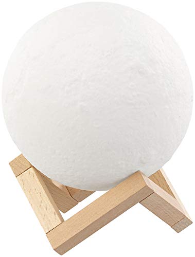 Lunartec Mondlampe: Deko-Mond-Leuchte mit LED, Touchbedienung, Akku, 3 Farben, Ø 15 cm (LED Mond Lampe, Mondlampe, Nachtischlampe)