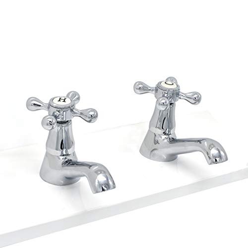 JASS Ferry Twin Traditionelle Viktorianische Kreuz Griff heiß & kalt Wasserhähne poliert chrom Bad Badezimmer