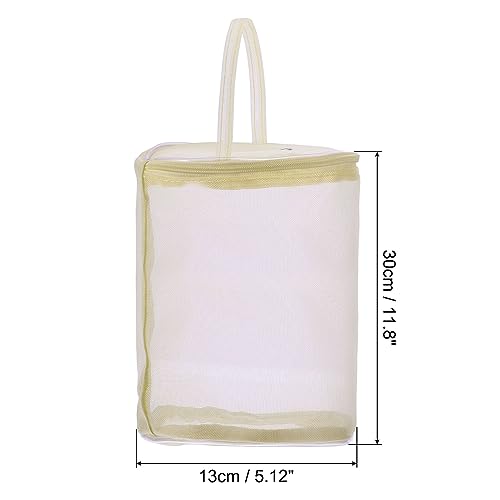 Image of PATIKIL Yarn Storage Bag, Portable Crochet Knitting Bag Case Skein Ball Holder Mesh Basket Organizer Tote for Sewing Craft Projects, Beige