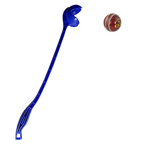 AnNafi Speed Arm Ball Thrower | Cricket Practice Ball Speed Arm Launcher & Ball Pickup| Ball Dog Thrower | Fetch & Fold Ball Launcher Set | Cricket Practice Equipments (with Leather Ball, Blue)