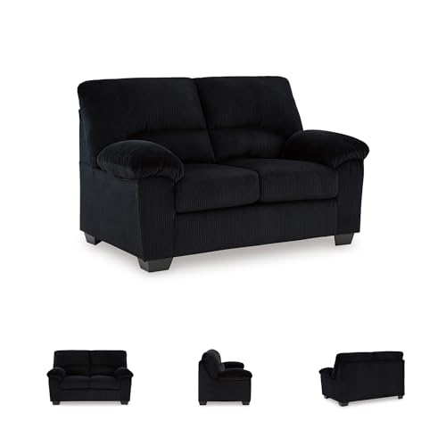 Image of Signature Design by Ashley Loveseat Sofa, No Assembly 63 in Onyx Couch