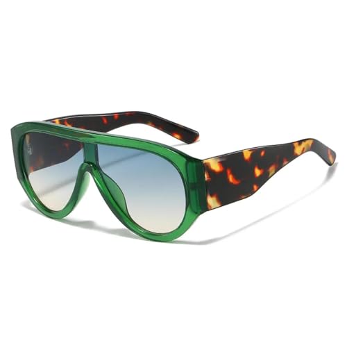Lunettes de soleil rétro anti-éblouissement à grande monture verte, protection vintage totale