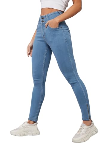 Image of Dolce Crudo Women's Skinny High Rise Bleached Cropped Stretchable Denim Jeans
