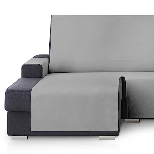 Vipalia Funda Cubre Sofa chaise Longue Liso. Funda de Sofa Chaise Longue Brazo Izquierdo Royale. Protector Antimanchas Ajustable. Color Gris Oscuro. Chaise Longue Izquierda 240 cm (Visto de Frente)