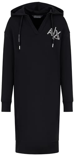 Armani Exchange Sostenible, Mangas puñaladas, Cuello en V Vestido Informal, Negro, M para Mujer