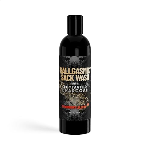 Image of Derm Dude BallGasmic Ball Wash for Men - Anti-Chafing Body Wash with Activated Charcoal for Private Parts | Groin Cleanser & Odor Control Shower Gel - Strawberry Scent, 8oz
