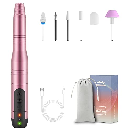 efuly Wireless Quiet Nail File with 20000 rpm Adjustable Nail Drill, USB Rechargeable Cutter Nails, Manicure Pedicure Set