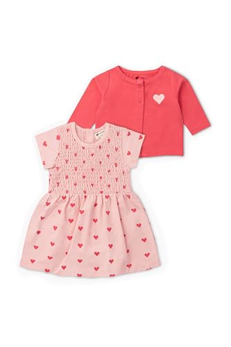 Image of MONICA + ANDY Smocked Take Me Home Set, 100% Organic Baby Clothes for Girls, Dress & Sweater Set, Sizes for Newborn & Infant