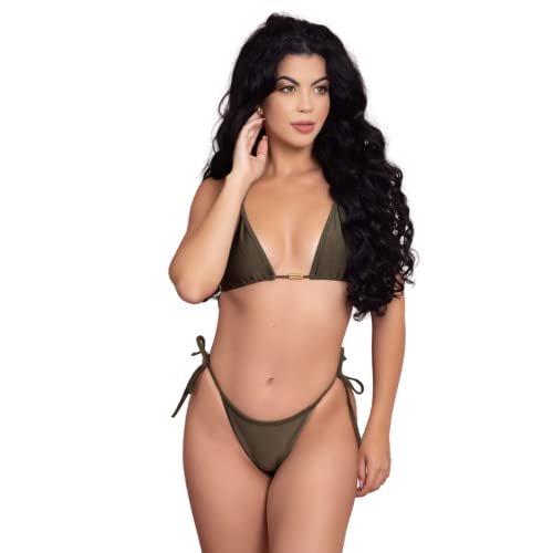 Biquíni Cortininha Sem Bojo Fio Brilhoso Tamanho:P;Cor:Verde;Gênero:Feminino