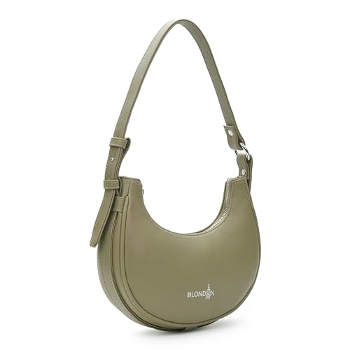 Image of K London Women's Vegan Leather Half Moon Bag | Stylish Black Shoulder Hobo | Compact Baguette Purse for Office, Casual, Party & Travel Use